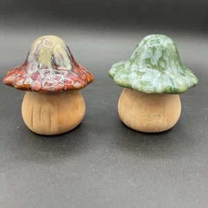 Set Of 2 Adorable Ceramic Mushrooms. Indoor/Outdoor,Plant, Gnome & Fairy Decor. - Picture 1 of 10