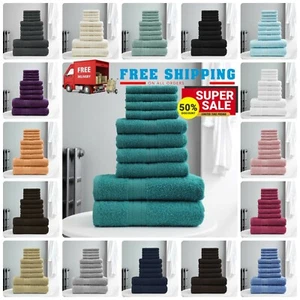 10 PCS TOWEL BALE SET 100% COMBED COTTON SOFT FACE HAND BATH BATHROOM TOWELS - Picture 1 of 124