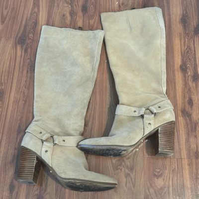 Lauren Ralph Lauren sure Tan beige heeled Brown  Leather boots size 8 - Image 1 of 4