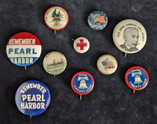 Lot of 10 Military Pinback Buttons REMEMBER PEARL HARBOR Dewey War Ship Vesuvius