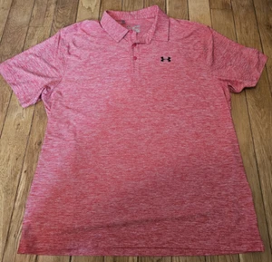 Under Armour Performance Heat Gear Loose POLO XL Heather Rush Red - Picture 1 of 5