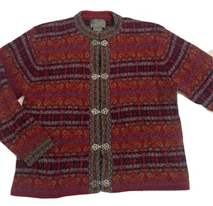 Women’s SQUAW VALLEY Cardigan Sweater Wool Maroon Nordic Metal Clasp Closure S - Imagen 1 de 8