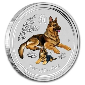 Moneda de plata 2018 colorizado perro lunar - 1/4 oz - Perth como nueva - Imagen 1 de 4