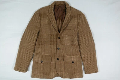 Polo Ralph Lauren Blazer Chaqueta Abrigo Tweed Espiga Cuadros Marrón Lana 40 Foto 1 de 3