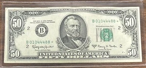 1963 B NY Star Note 50$ Dollar Bill 50BL43 - Picture 1 of 2