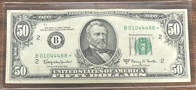 1963 New York 50$ Dollar Bill Fr.2113-B FRN B01044488* 50BL43 STAR NOTE! - Image 1 of 2