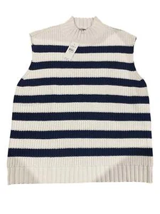 Loft, Women's, Striped, Mock, Neck, Sweater, Tank, Top, Deep Space Blue - Picture 1 of 2