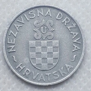 2 Kune 1941. Kroatien, Croatia coin, Ustasa NDH WWII Germany Italy, Zinc coin - Picture 1 of 2
