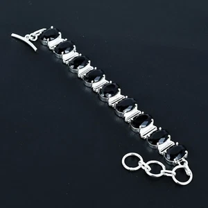 Black Spinel Bracelet 925 Sterling Silver Bracelet Handmade Bracelet Women Gift - Picture 1 of 4