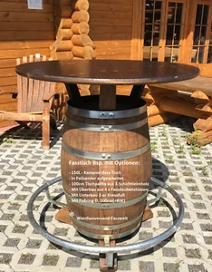100-150L  FASSTISCH EICHENFASS WHISKYFAß WEINFASS HOLZFASS BISTROTISCH STEHTISCH - Bild 1 von 12