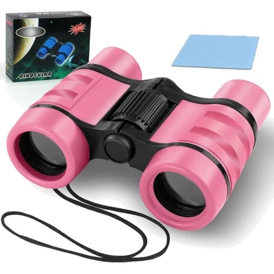 Kinder Fernglas rosa Spielzeug Stoßfest Vogelbeobachtung Wandern Geschenk 30mm - Bild 1 von 4