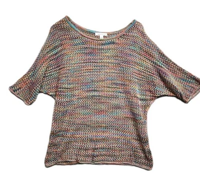 Camisa para mujer Y2K John Richards red de peces tejido abierto multicolor divertida moda talla LG Foto 1 de 4