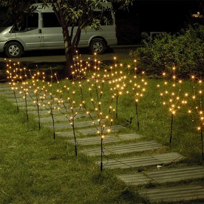 Vanthylit Set of 2 3PK 30" Brown Lighted Twig Stakes 120 Warm White Pathway L...