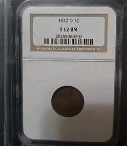 1922-D Lincoln Cent F 12 BN NGC certified - Picture 1 of 4