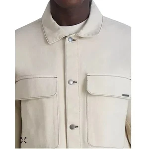 KARL LAGERFELD Paris Beige Denim Jeansjacke Garment-Dyed Cotton Button-Up S - Bild 1 von 4