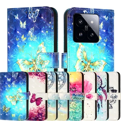 3D Luxury Painted Wallet Stand Phone Cover for Xiaomi 15 Redmi 14T K80 Note 14 - Image 1 of 4