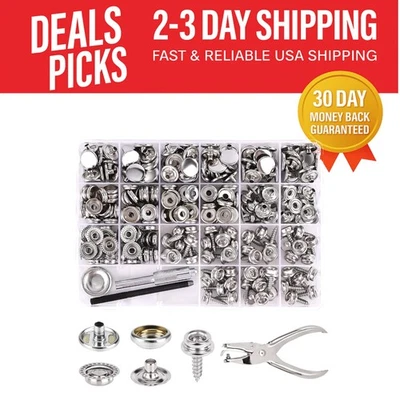 Versátil kit a presión de acero inoxidable 354 piezas para todas las aplicaciones de tela - plateado Foto 1 de 4