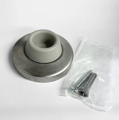 LOT OF (5) IVES SATIN CHROME CONCAVE BUMPER DOOR STOPS, 408 1/2 B26D - Image 1 of 4