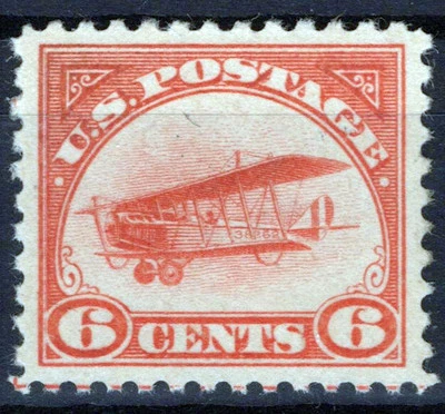 US C1 MLH XF 6c orange Curtiss Jenny Airmail Zayix Stamps 0225-MAR0007 - Image 1 of 2