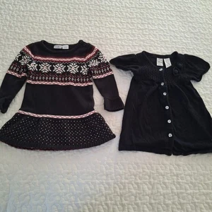 2 Vestito Maglione Maglia Nero Bambina 2T Sci Bottone Guess Logo Chiesa Pattinaggio su Ghiaccio - Foto 1 di 11
