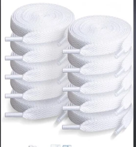 5 PAIR Flat Shoelaces Sport Shoe String Athletic Shoe Lace White 36" 1990s NOS - Picture 1 of 9