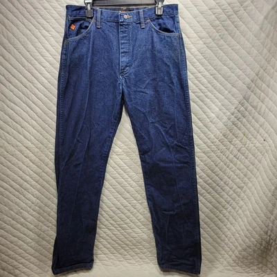 Wrangler FR Jeans Men's 34x34 Blue FR31MWZ Flame Resistant Relaxed Fit Denim - Image 1 of 4
