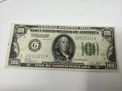 1928-A $100 ONE HUNDRED DOLLAR BILL "REDEEMABLE IN GOLD" CHICAGO #10030 - Image 1 of 4