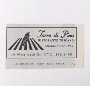 Torre di Pisa - Ristorante Toscano 19 West 44th St. NYC (Mini-Print Ad) 1997 - Picture 1 of 3