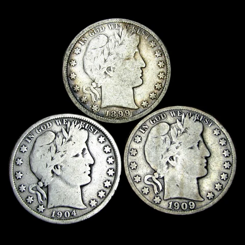 1899  1904  1909-S Barber Half Dollars Silver --- Nice US Coin Lot --- #NN530 Cover