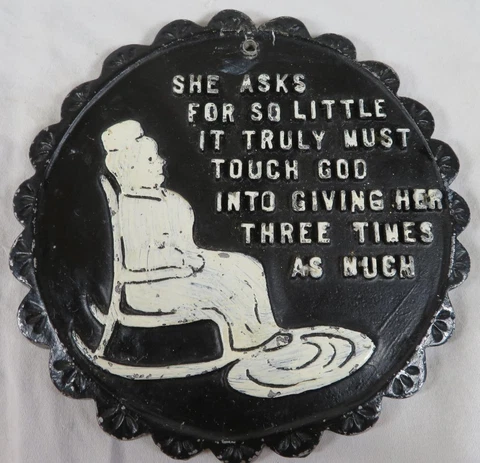 VTG Aluminum Wall Plaque Trivet She Asks for So Little Enchanted Forest Souvenir Cover