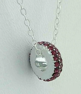 COLGANTE DESLIZABLE AMATISTA CREADO POR LABORATORIO 0,60 Cts chapado en oro blanco 14k - nuevo con etiquetas Foto 1 de 4