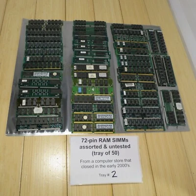 Vintage Memory Lot - 50 pieces of 72-pin RAM SIMMs - Various Brands, Untested - Image 1 of 4