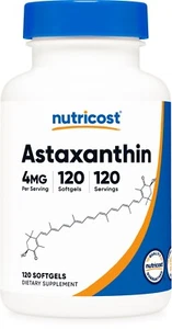 Nutricost Astaxanthin 4mg, Gluten Free and Non-GMO, 120 Softgels - Picture 1 of 5