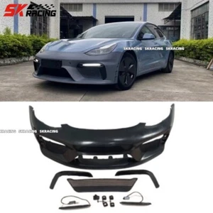 For 2017-2023 Tesla Model 3 GT4 Unpainted PP Front Bumper Lip Body kits - Picture 1 of 24