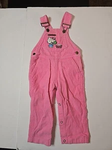 Vintage Hello Kitty Girls Pink Corduroy Overalls Size 18 Months - Picture 1 of 15