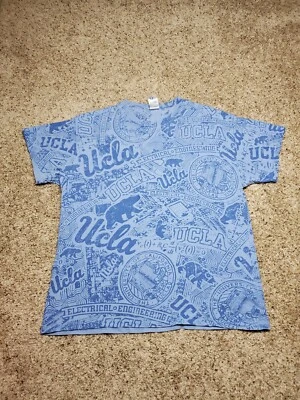 UCLA Bruins T Shirt XL Mens Blue Short Sleeve All Over Print Dyed Crew Neck  - Image 1 of 4