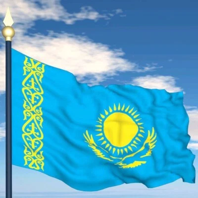 Kasachstan Flagge 150x90cm Kasachische Nationalfahne  Hissflagge - Bild 1 von 3