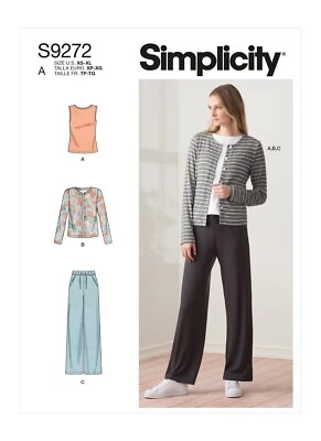 Simplicity 9272 MISSES KNIT CARDIGAN TOPS & PANTS Sewing Pattern Sizes XS - XL - Image 1 of 4