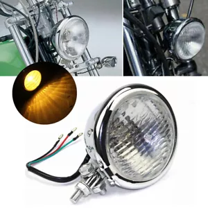 1 pieza faro cromado estilo Bates de 4,5"" para Harley Chopper Bobber - Imagen 1 de 10
