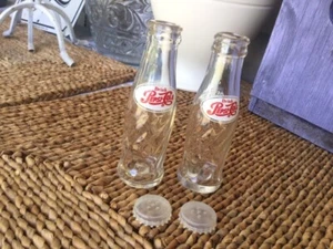 VINTAGE PEPSI COLA SALT PEPPER SHAKERS  ADVERTISING NOVELTY GLASS CAT ResQ - Picture 1 of 6