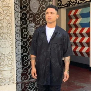 Men's Pelle Pelle Black | Green Signature Button Down Shirt NWT - Picture 1 of 5