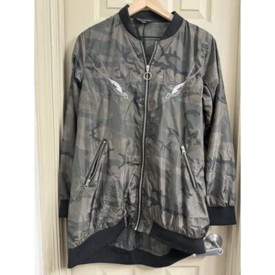 Rock & Republic Women's Large Army Camouflage Bomber Jacket Embroidered Birds - Image 1 of 4