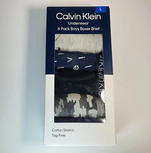 Calvin Klein Boys' Cotton Stretch Boxer Brief Underwear 6-pack Size L - Picture 1 of 4