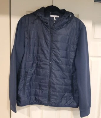 Vince Camuto Men's  Navy Blue Hooded Puffer Jacket  size L - Image 1 of 4