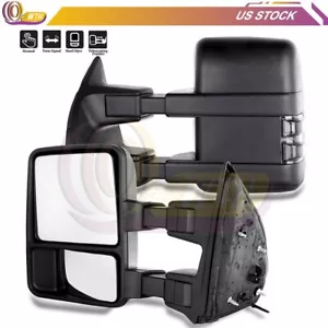 Manual Telescoping Towing Mirrors For 2003-07 Ford Super Duty Turn Signal LH+RH - Picture 1 of 12