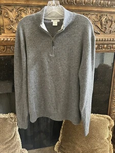 Oliver Perry 100% Cashmere Long Sleeve Sweater Gray Size L Zipper Collar - Picture 1 of 5
