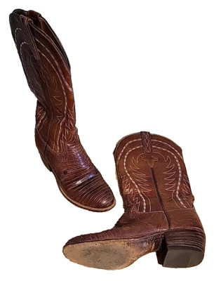 Botas de caubói femininas Lucchese exóticas lagarto marrom couro tamanho 6 - Imagem 1 de 4