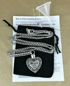 URN10 Always in my Heart pet Cremation Urn Necklace and fill kt & pouch dog  - Picture 1 of 8