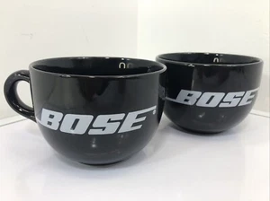 BOSE Black Coffee Mug Soup Bowl Cappuccino 4.5” Promo Advertising Cup LOT OF 2!! - Picture 1 of 9