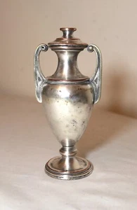 antique 1800's miniature silver plate cigar lighter brass bronze urn oil lamp - Picture 1 of 8